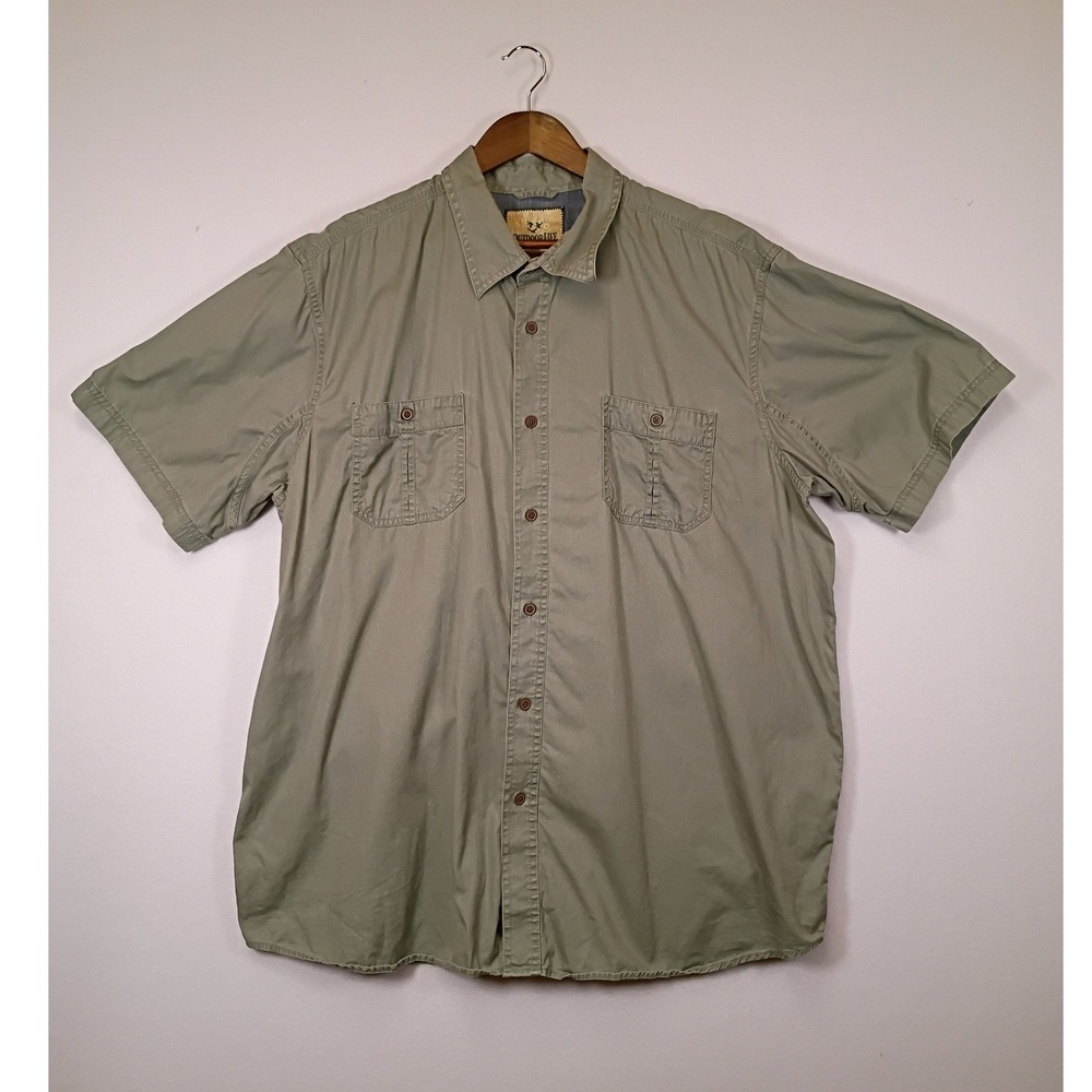 Gorpcore Outdoor Life Mens XXL Sage Green Short Sleeve Cotton Utility Shirt